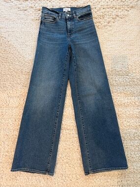 Frame Denim Wide Leg Jeans in Medium Blue Wash